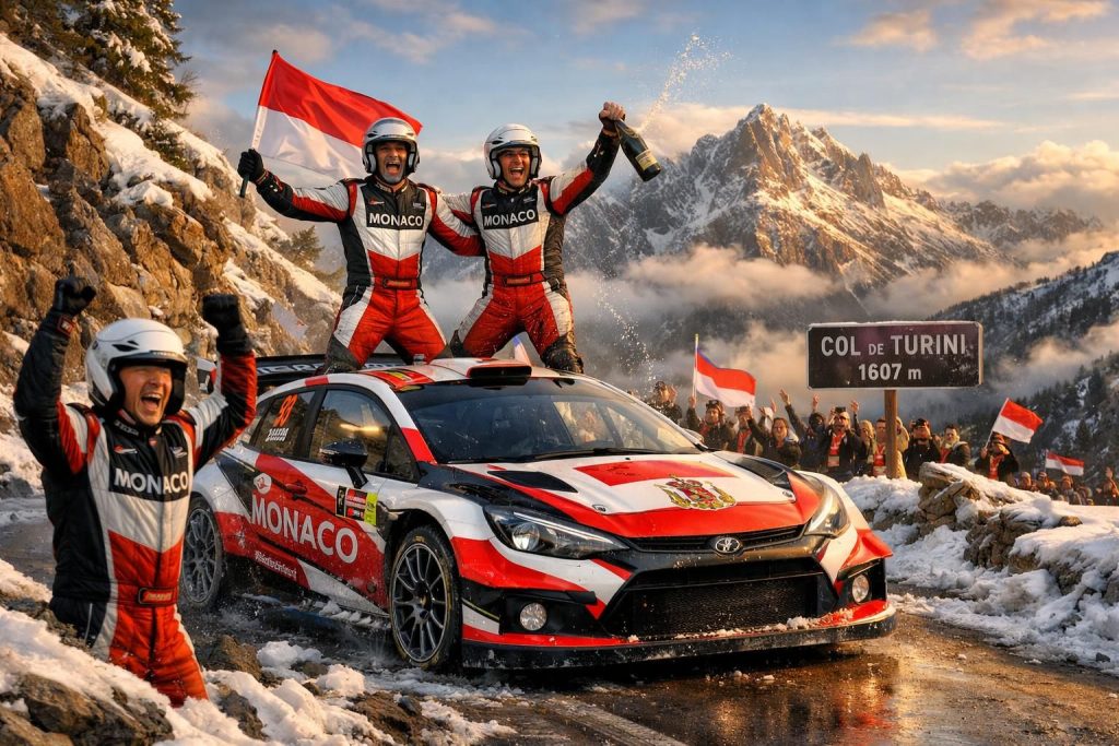 un équipage monégasque remporte une victoire spectaculaire dans une finale haletante au sommet du rallye monte-carlo, sur les célèbres routes sinueuses du turini.