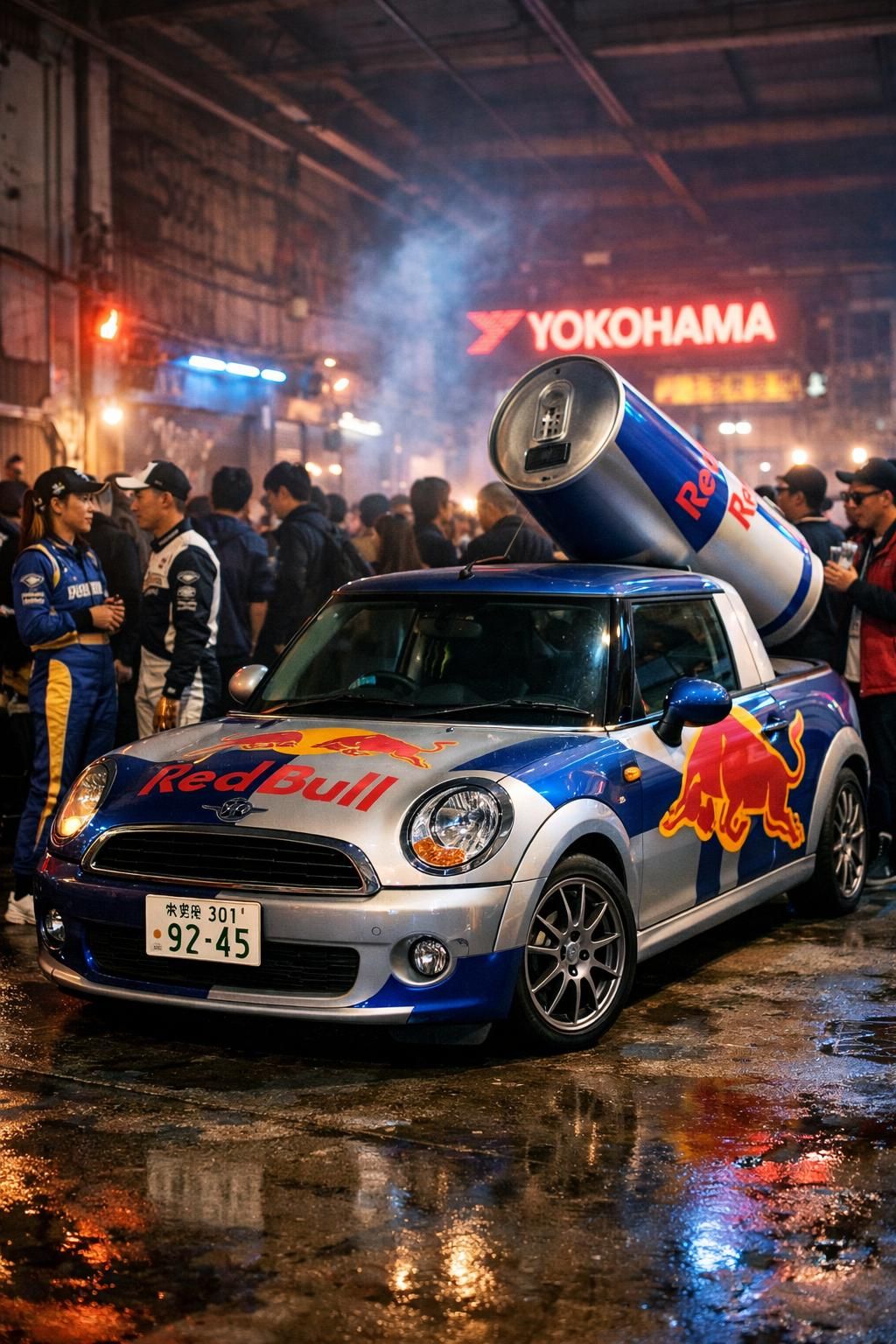 découvrez la mini déjantée de red bull qui fait sensation en f1 et tokyo drift, captivant les pilotes lawson et tsunoda avec son style unique et ses performances impressionnantes.
