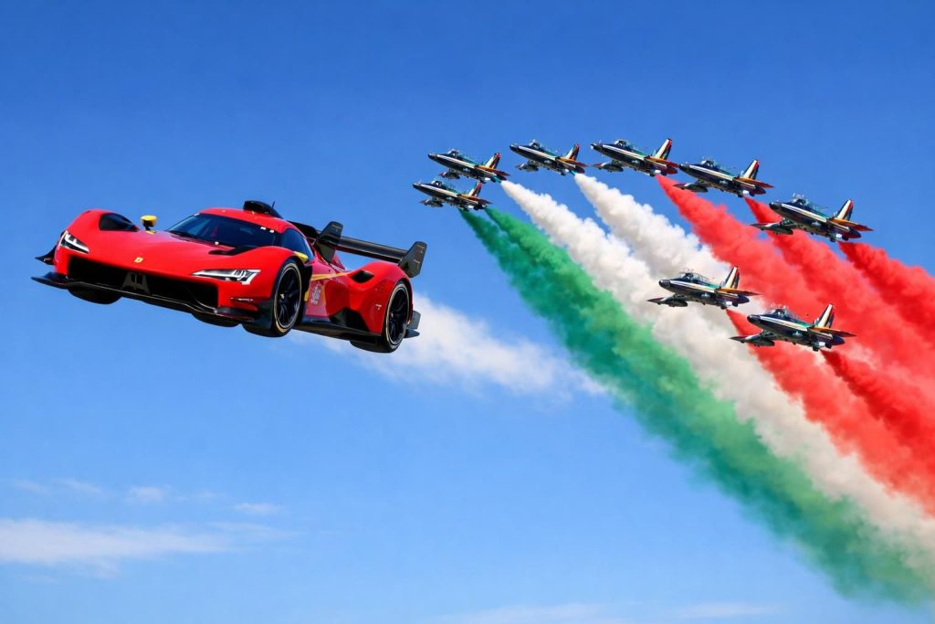 découvrez la performance exceptionnelle de la ferrari 499p lors de l'endurance wec, qui s'envole avec l'élégance et la puissance des frecce tricolori.