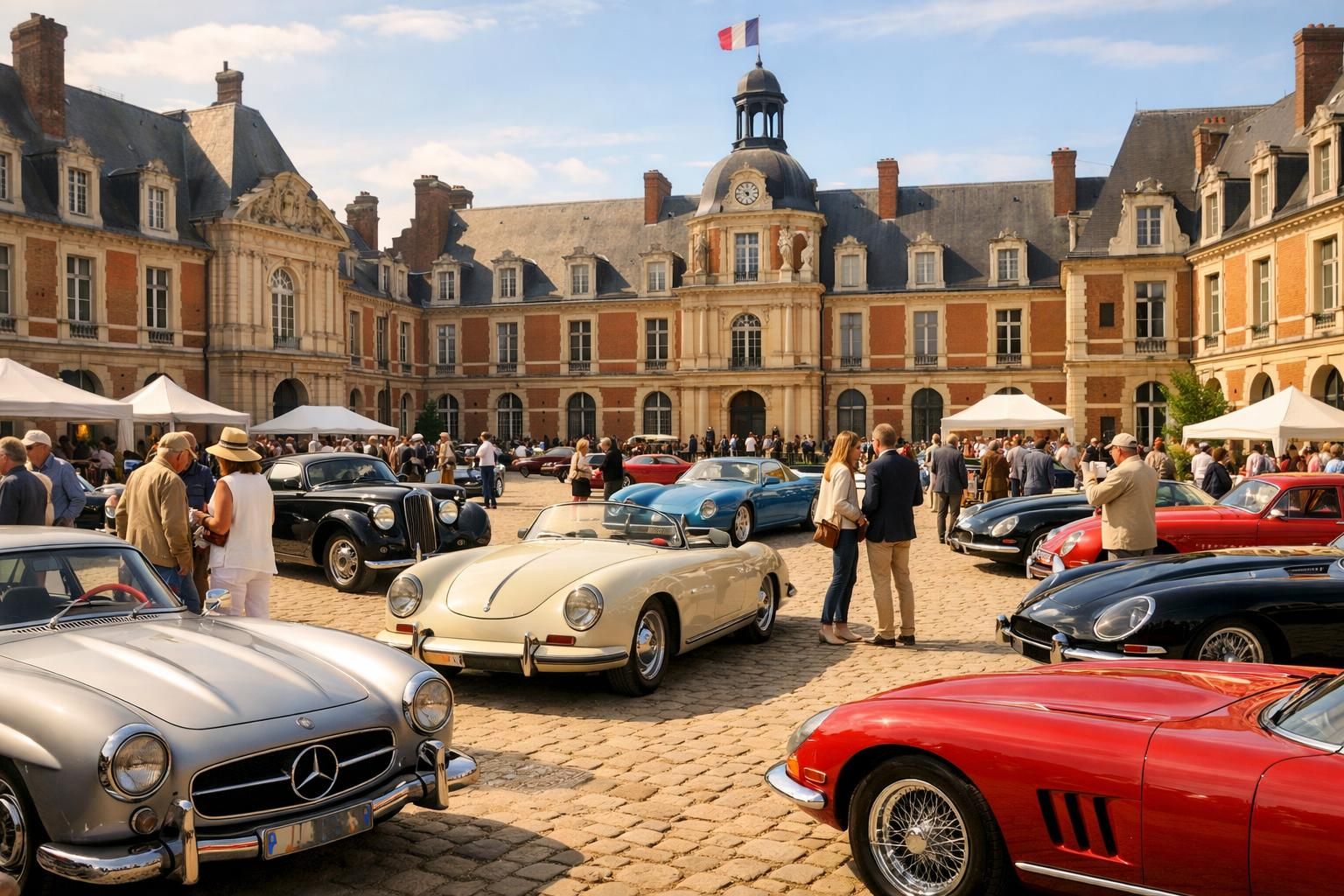 découvrez un salon automobile d’exception installé dans la cour d’honneur du château louis-philippe à eu, alliant élégance historique et passion automobile.