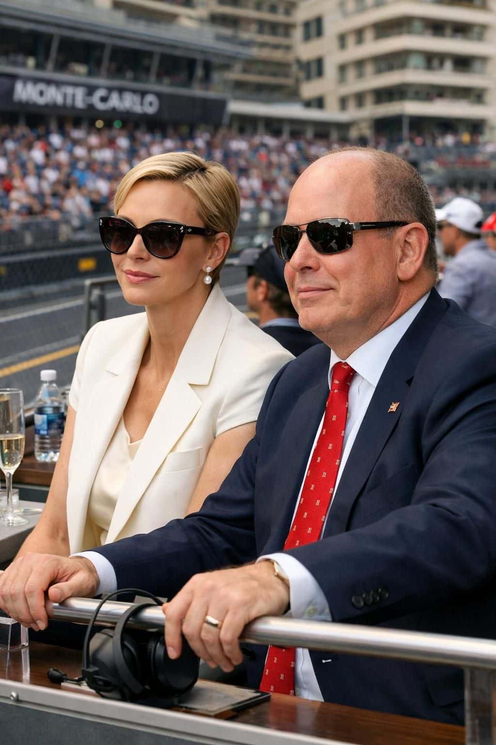 découvrez charlène et albert de monaco rayonnants d'élégance lors de la célébration de la formule e, entourés d'andrea casiraghi et de ses invités pour une soirée mémorable.