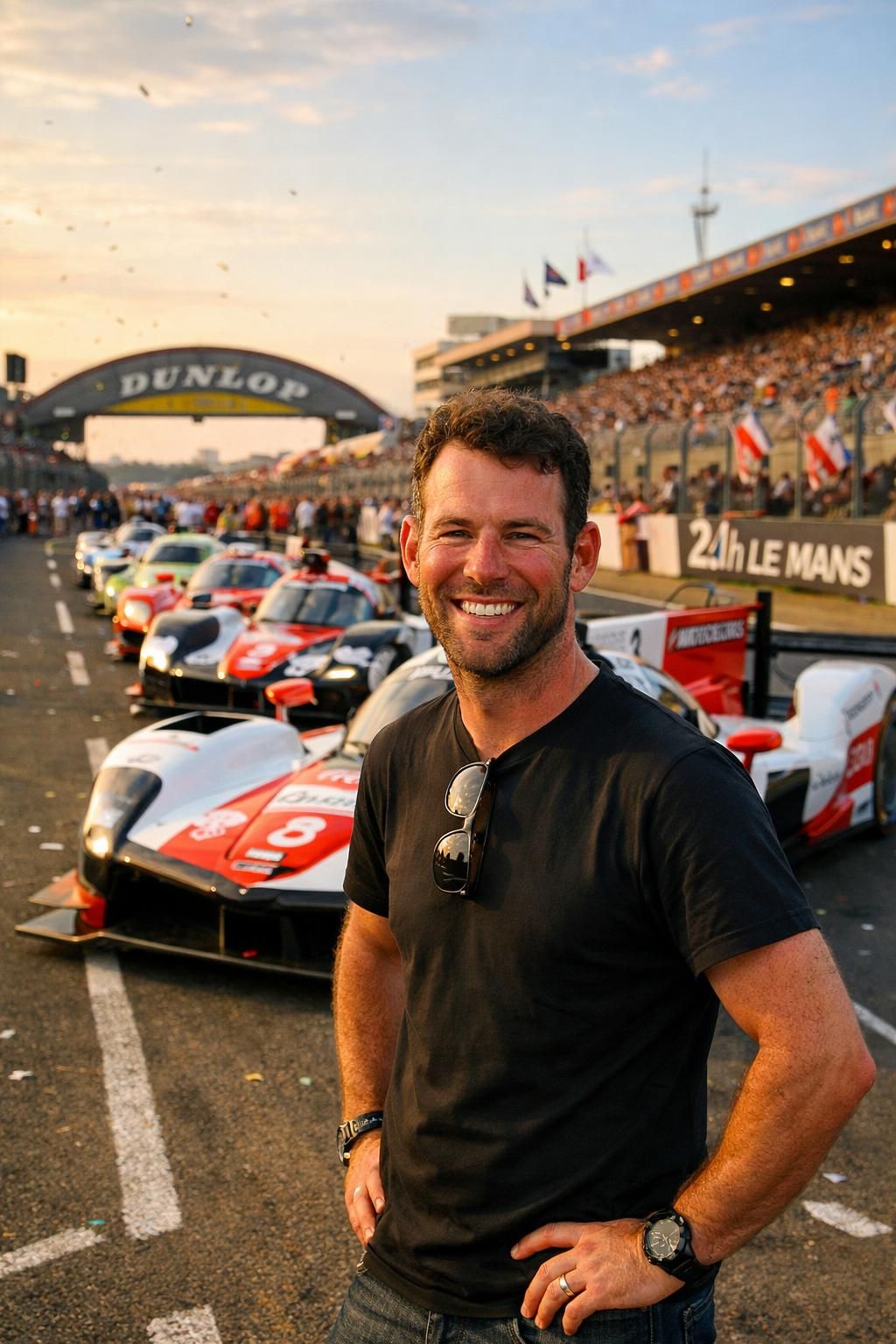 découvrez le lancement des heures du mans 2026 avec mark cavendish, ex-champion cycliste, qui donne le départ de la 94e édition de cette course emblématique.
