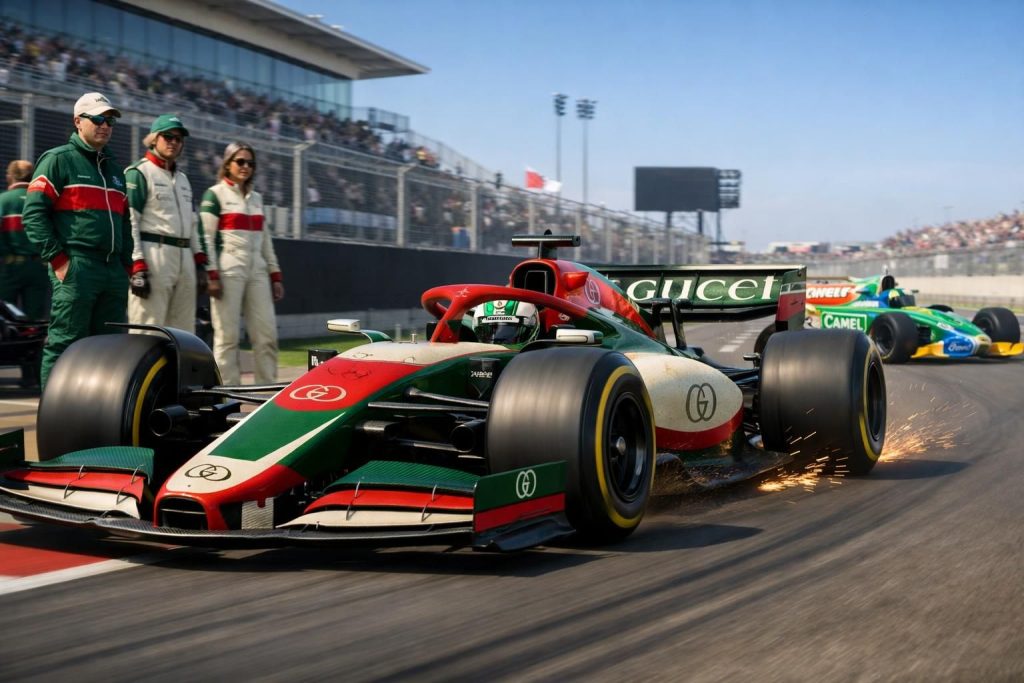 découvrez le retour spectaculaire de la formule 1 avec l'entrée en piste de l'écurie gucci, succédant à benetton, pour une saison pleine de vitesse et d'élégance.