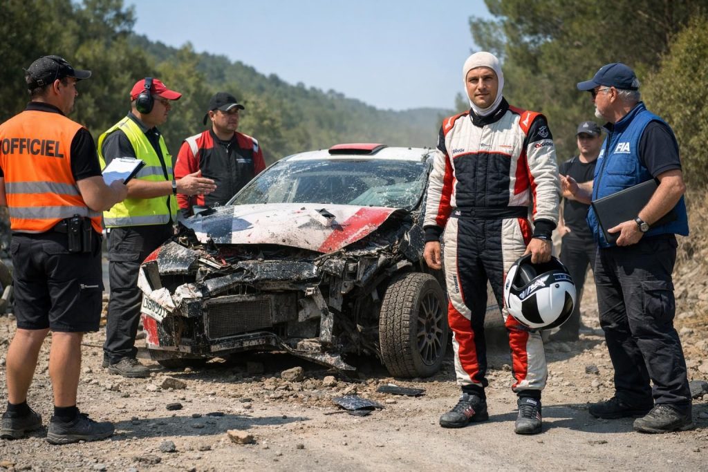 découvrez les détails d'un incident majeur en rallye ayant conduit à l'exclusion d'un pilote, évitant de justesse une situation catastrophique.