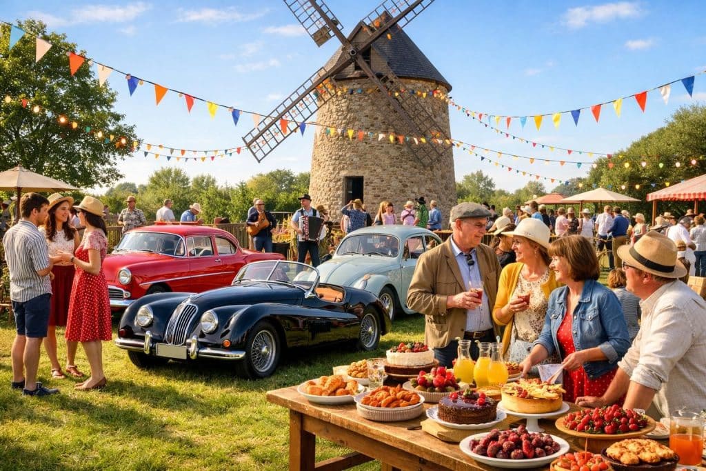 plongez dans une ambiance festive avec des voitures anciennes et des délices gourmands lors du moulin en fête. animations pour toute la famille au rendez-vous !