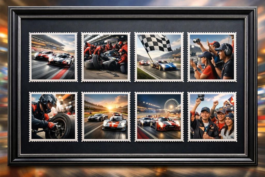 découvrez la série exclusive de huit timbres commémoratifs dévoilée par la poste pour les heures du mans 2026, célébrant cet événement mythique de l'endurance automobile.