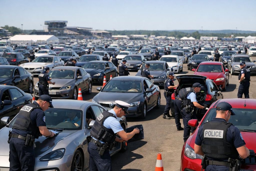 lors des heures du mans, un déploiement massif des forces de l’ordre a permis l’inspection de 280 véhicules et la réalisation de plus de 1 300 contrôles pour assurer la sécurité de l'événement.
