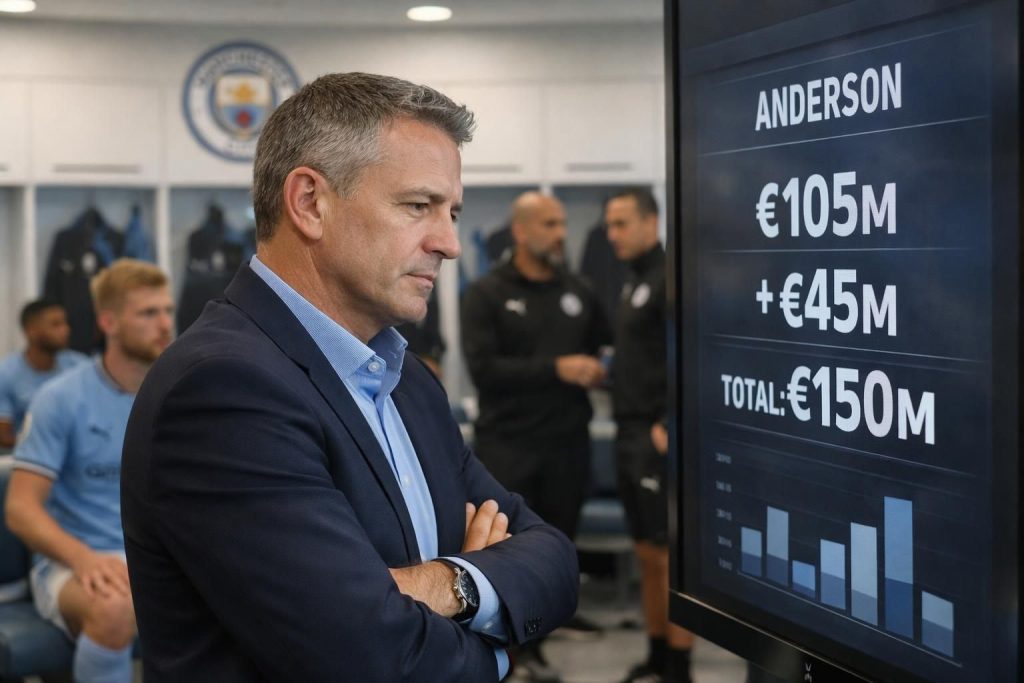 découvrez les rumeurs autour de manchester city prêt à investir 150 millions d'euros pour recruter anderson et renforcer son équipe.
