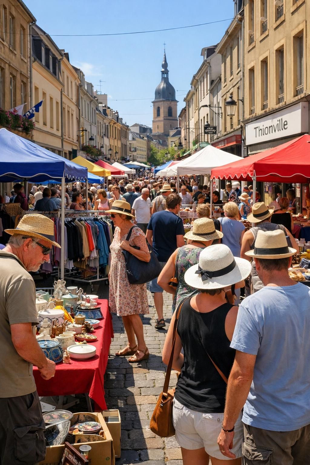 découvrez en photos l'inauguration de la nouvelle braderie de thionville, débutant sous un soleil de plomb dès le premier jour, entre ambiance chaleureuse et bonnes affaires.