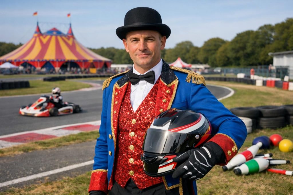 découvrez michaël freeman, l'artiste du cirque près de balleroy, qui excelle également sur les circuits de karting, alliant art et vitesse avec passion.