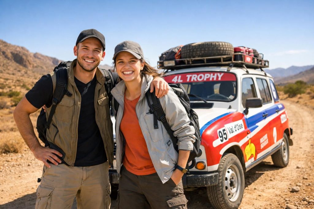 deux coéquipiers du val-d'oise se lancent dans l'aventure palpitante du 4l trophy, un rallye humanitaire et sportif à travers le désert marocain.