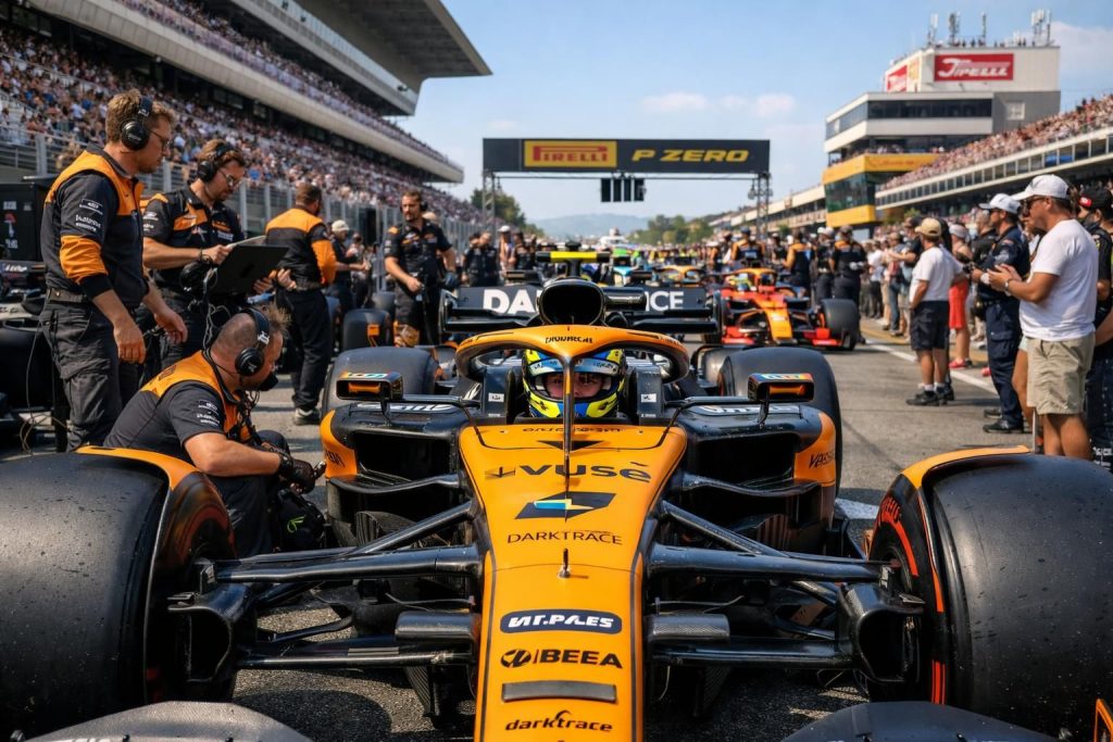 suivez en direct le grand prix d'espagne de formule 1 avec lando norris en pole position. ne manquez aucune action et vivez la course au cœur de l'événement.