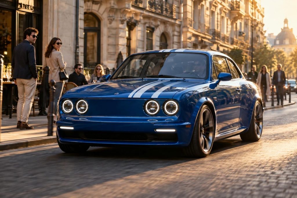 la renault 8 gordini renaît en électrique dans une version néo-rétro au style affirmé, qui revisite une icône et promet de faire tourner les têtes.