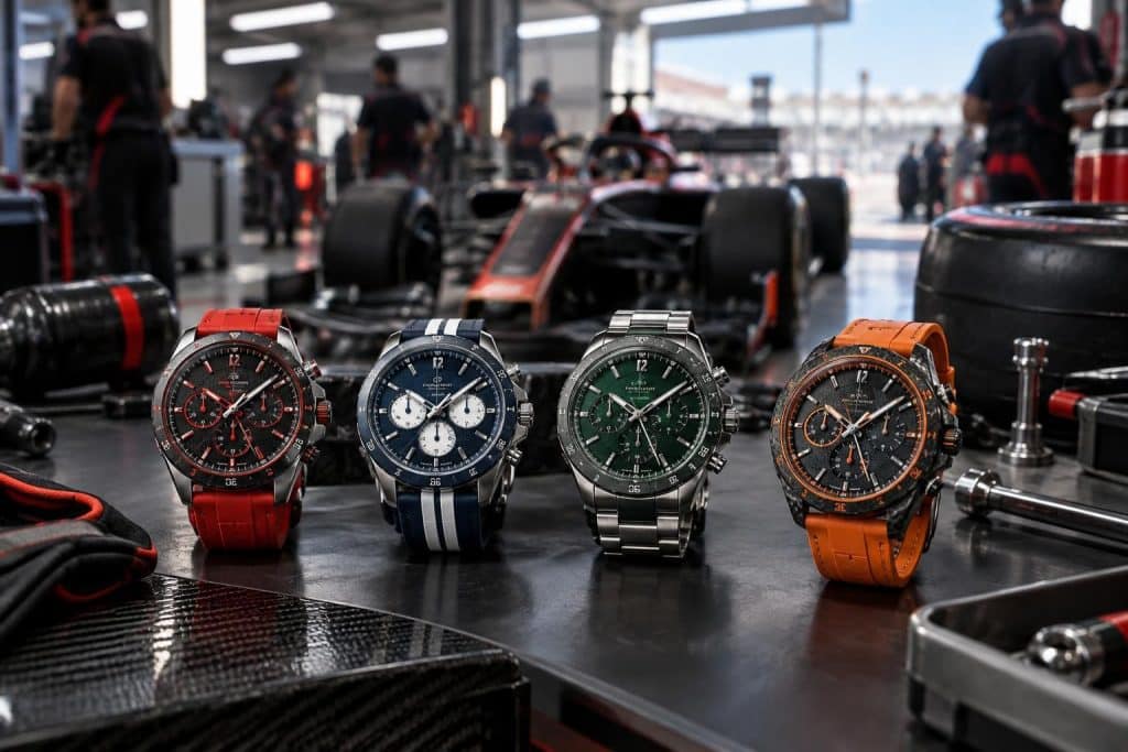 découvrez les montres inspirées des écuries de formule 1 : des modèles qui traduisent l’identité, les couleurs et l’esprit des équipes.