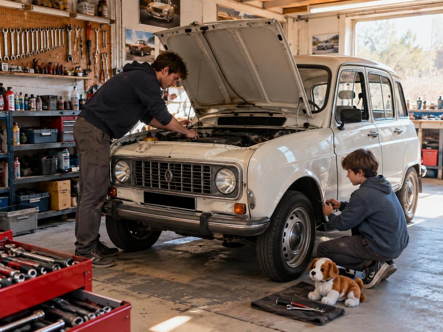 deux passionnés apprennent la mécanique en restaurant une voiture mythique et lui offrent une nouvelle vie.